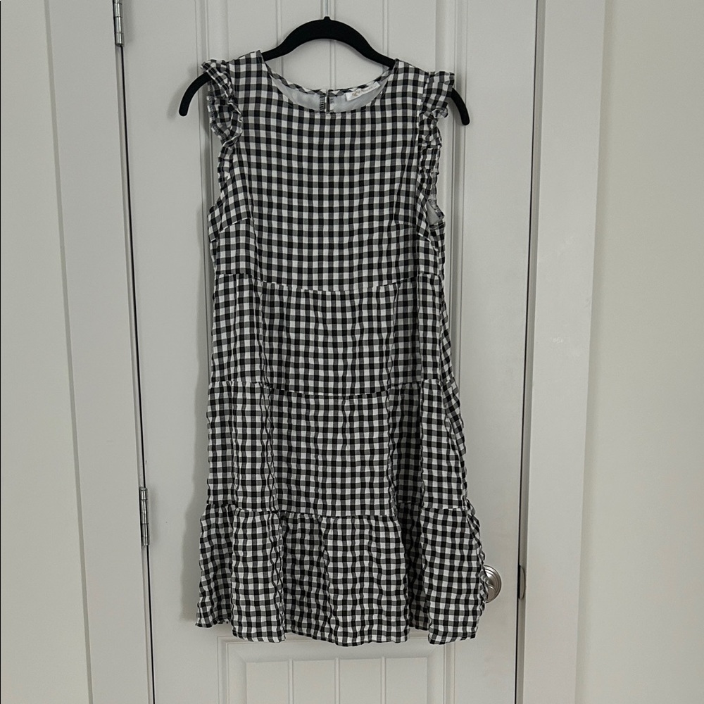 Black and White Checkered Kids Dress